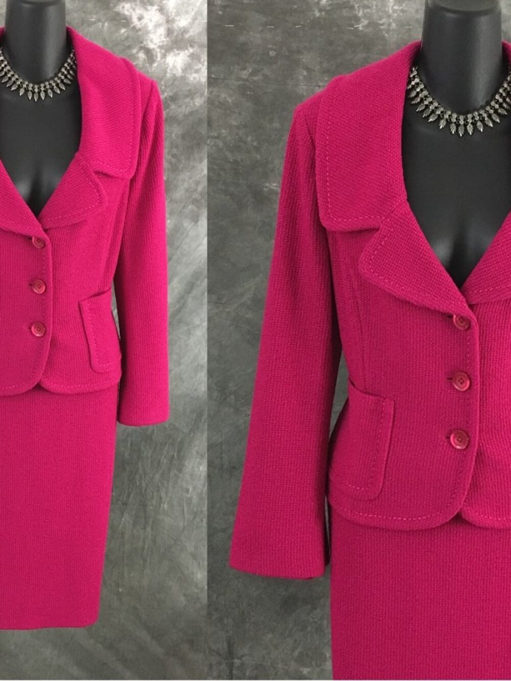 BEAUTIFUL st john knit pink jacket skirt suit size 10